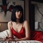 Frau liegt gefesselt am verlassenen Sandstrand während die Abendsonne ihre Haut wärmt