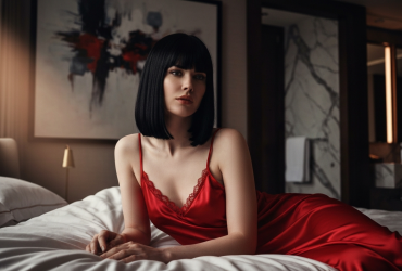 Frau liegt gefesselt am verlassenen Sandstrand während die Abendsonne ihre Haut wärmt