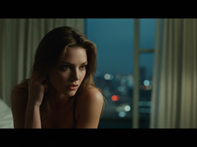 Futuristisches Büro mit Hologramm-Projektion und verschwimmenden Grenzen zwischen Lehrerin und Schüler