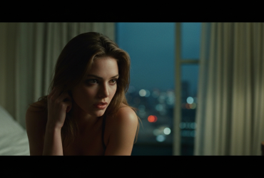 Futuristisches Büro mit Hologramm-Projektion und verschwimmenden Grenzen zwischen Lehrerin und Schüler