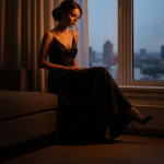 Junge Lehrerin und Schüler begegnen sich spätabends in luxuriösem Hotelzimmer bei gedimmtem Licht