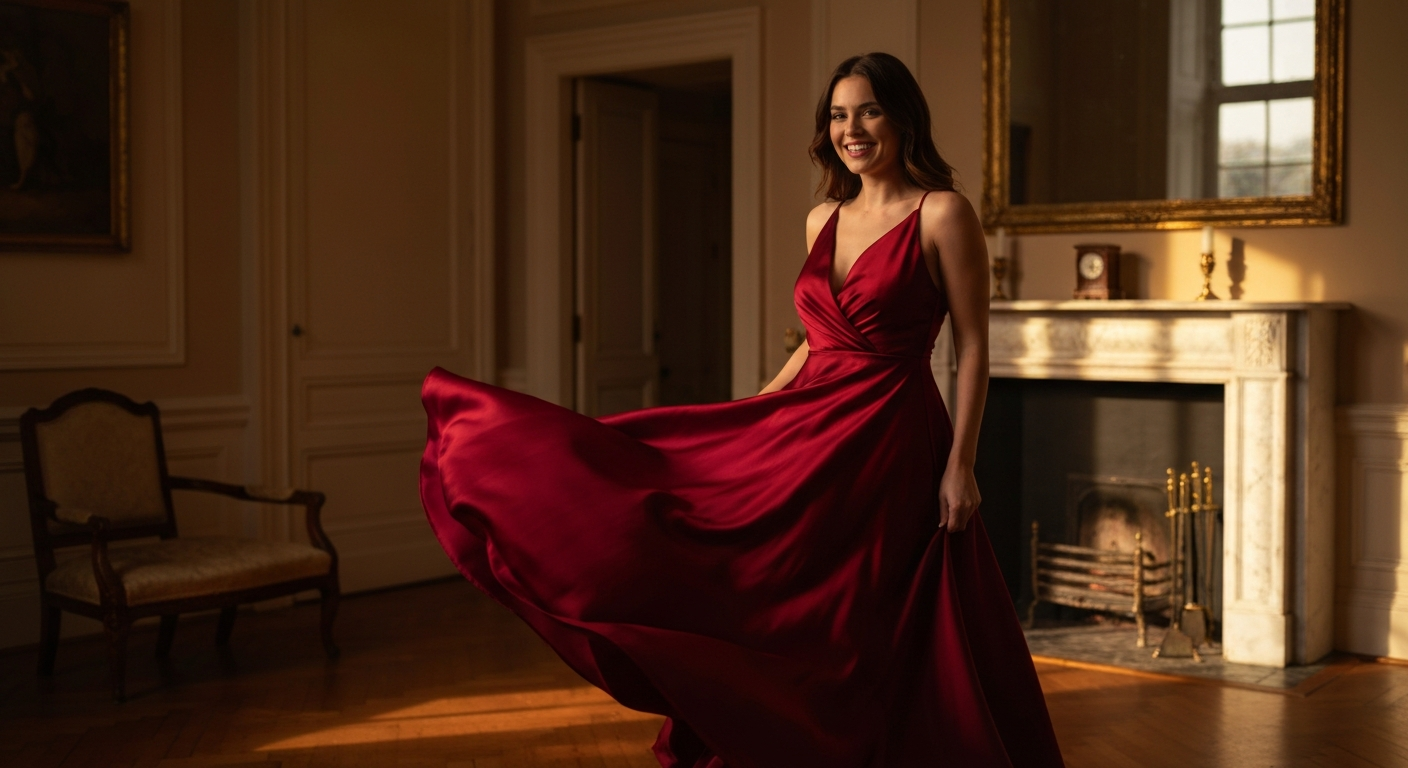 Cinematic 35mm film still of woman with long dark chestnut hair falling over shoulders, olive Mediterranean skin tone, slim e