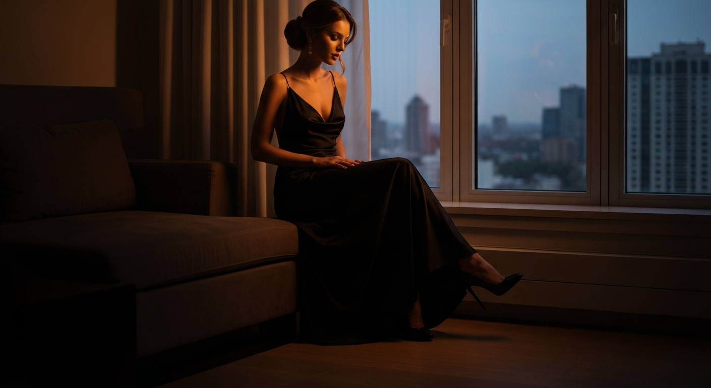 Junge Lehrerin und Schüler begegnen sich spätabends in luxuriösem Hotelzimmer bei gedimmtem Licht