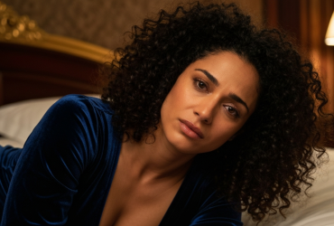 Paar umarmt sich leidenschaftlich am nächtlichen Strand unter Sternenhimmel