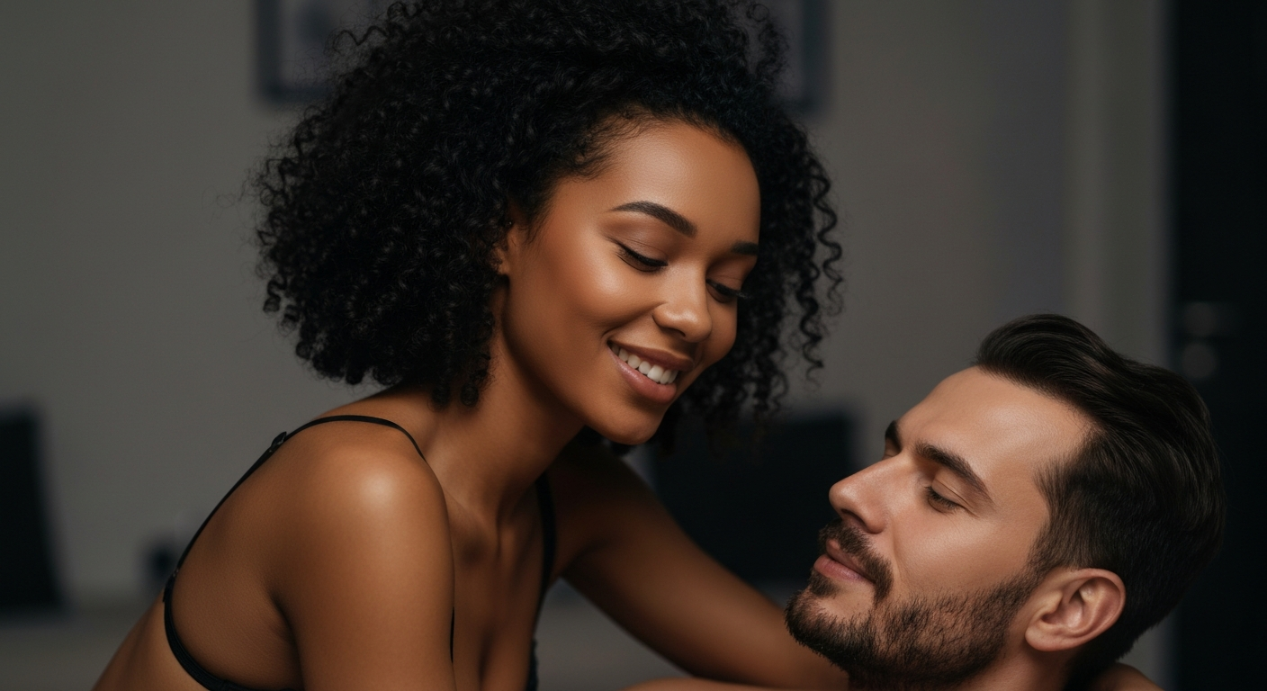 Chef und Angestellte allein im Büro nach Feierabend in intensiver Situation