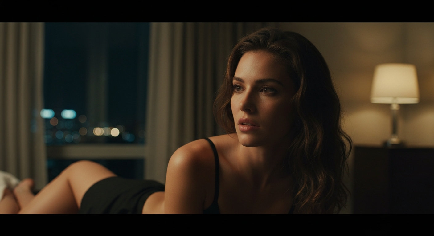 Mann und Frau in intensiver Umarmung im Auto bei Nacht auf leerem Parkplatz