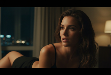 Mann und Frau in intensiver Umarmung im Auto bei Nacht auf leerem Parkplatz