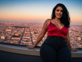 Reife Frau und junger Mann kommen sich auf einer Gartenparty naeher