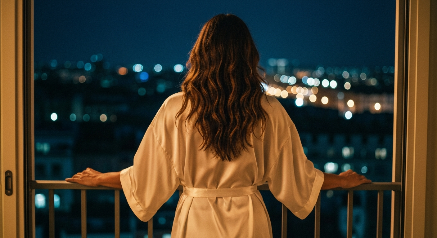 Cinematic 35mm film still of woman with long wavy chestnut brown hair, olive Mediterranean skin tone, slim athletic body type