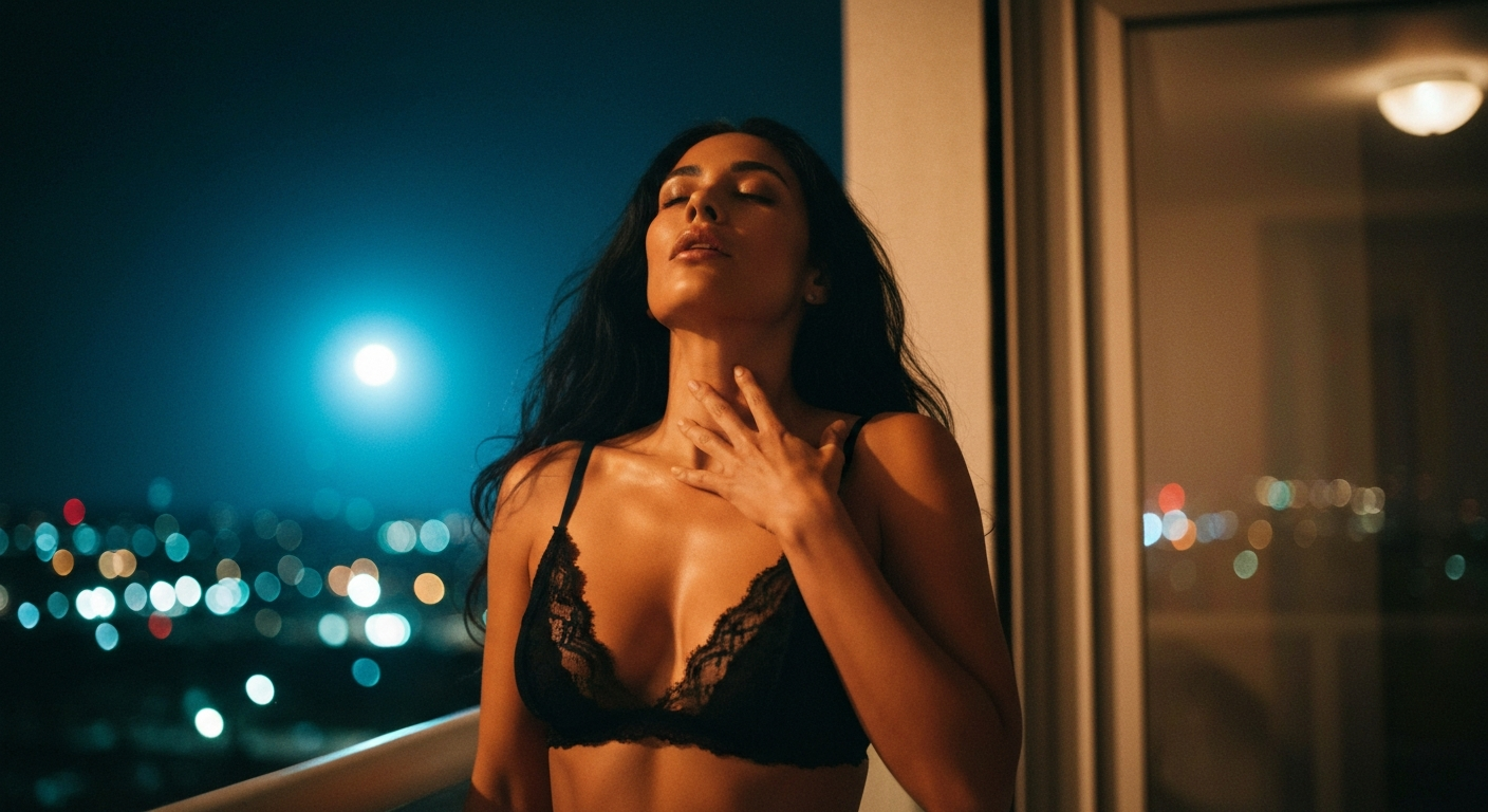 Cinematic 35mm film still of woman with long dark flowing hair, olive skin tone, athletic slim body type, elegant features in